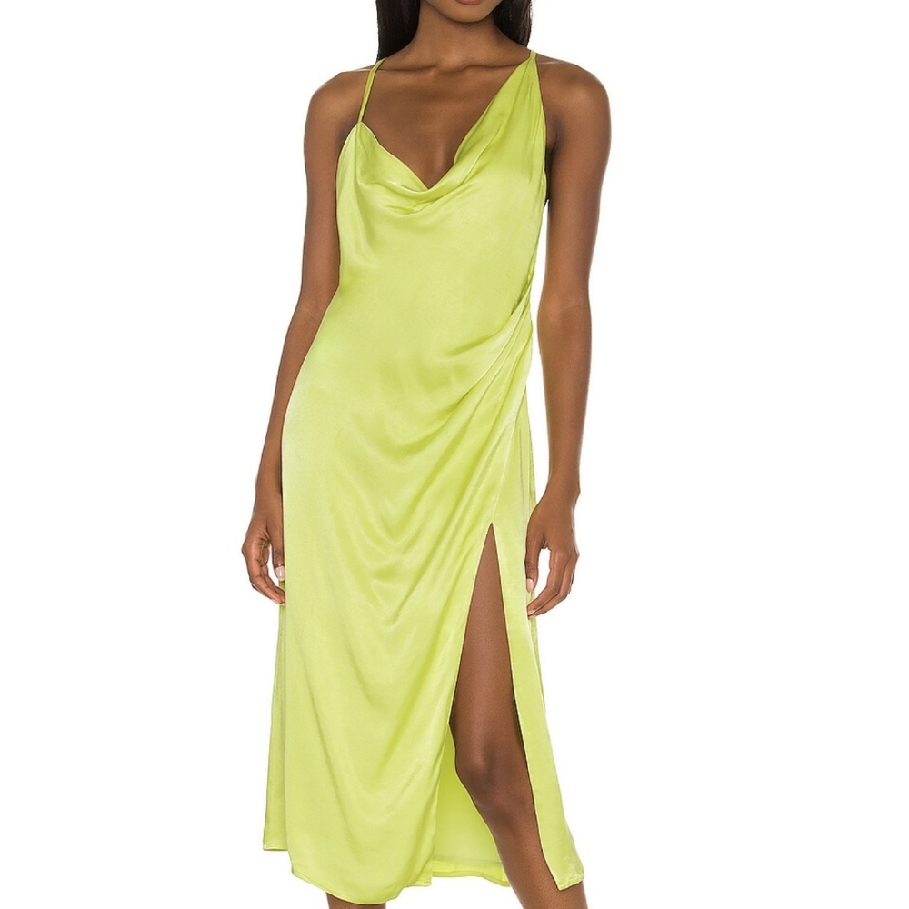 Maelle Midi Dress in Lime Yellow
